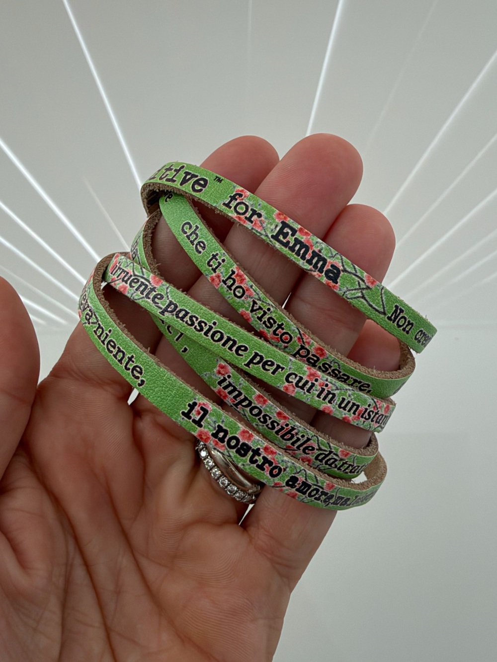 Unique WE POSITIVE PEOPLE leather wrap around bracelet